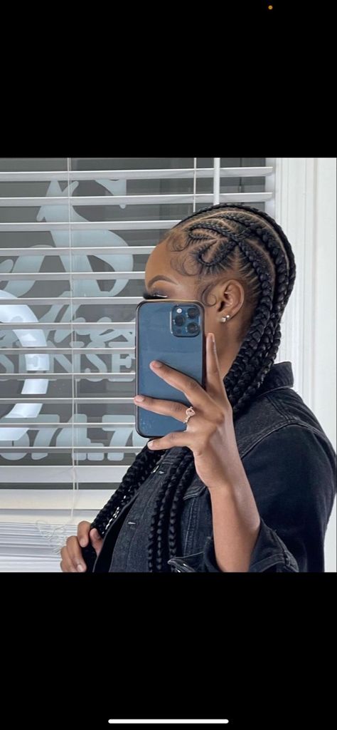 Straight Back Feed In Braids With Design Heart, 4 Braids With Heart, Heart Design Hairstyles, Feed In Heart Braids, French Braids With Heart On Side, 10 Stitch Braids With Heart, Stitch Heart Braids, Heart Shaped Cornrows, Freestyle Stitch Braids With Heart