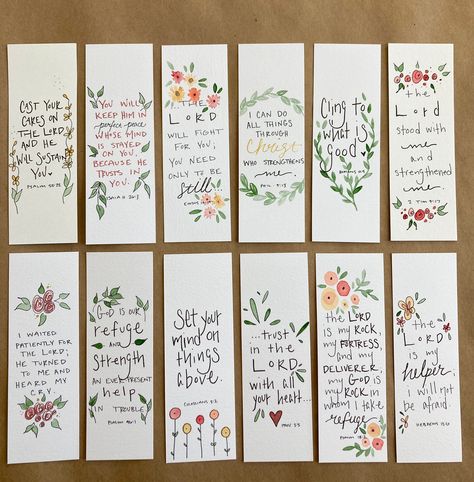 Diy Bible Bookmarks, Bible Verse Bookmarks, Bible Bookmarks, Homemade Bookmarks, Bookmark Crochet, Handmade Bookmarks Diy, Bible Bookmark, Watercolor Birthday Cards, Bible Book