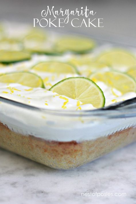 Margarita Poke Cake Recipe Margarita Poke Cake, Margarita Cake, Poke Cake Recipe, Bbq Pitmasters, Mexican Dessert Recipes, Boozy Desserts, Poke Cake Recipes, Poke Cakes, Mexican Dessert