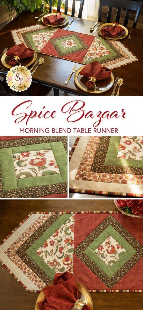 Scrap Table Runner, Kit Table, Table Runner Diy, Colorful Quilt, Laser Cut Kit, Marcus Fabric, Quilt As You Go, Shabby Fabrics, Sewing Fabrics