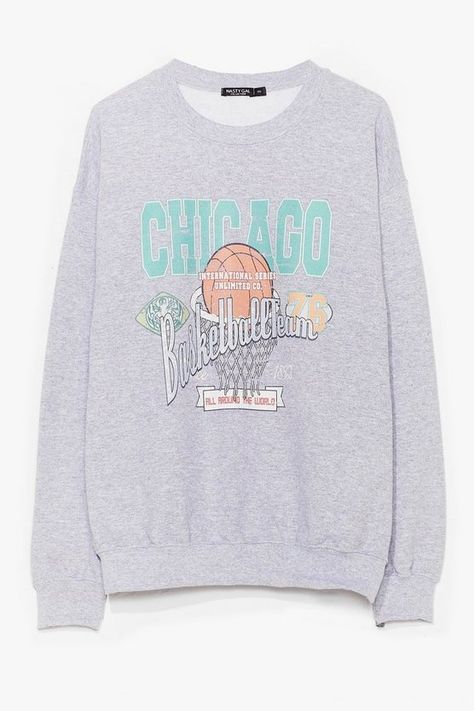 See Ya on the Court Basketball Graphic Sweatshirt | Nasty Gal Chicago Basketball, Court Basketball, Shirt Style Tops, Sweatshirt Trendy, Lululemon Jacket, See Ya, Black Romper, Oversized Sweatshirt, Hooded Pullover