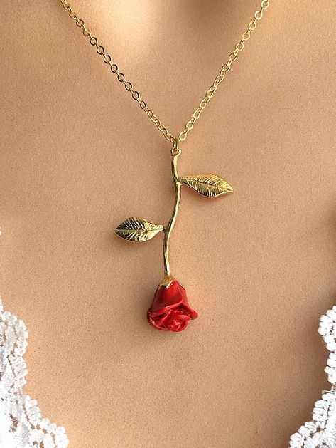 Red Rose Necklace Rose Necklace Aesthetic, Red Rose Outfit, Choker Necklace Outfit, Quinceanera Necklace, Burgundy Jewelry, Rose Accessories, Rose Jewellery, Earrings Outfit, Flower Choker Necklace