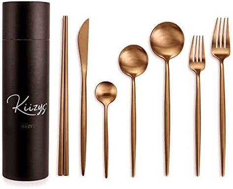 Copper Silverware, Modern Silverware, Copper Cutlery, Copper Flatware, Dinnerware Set Modern, Spoon Fork Knife, Modern Flatware, Stainless Steel Kitchen Utensils, Copper Utensils