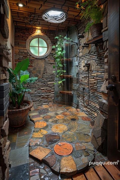 Dream Shower Walk In, Rustic Walk In Shower Ideas, Nature Bathroom, Rustic Bathroom Shower, Big Shower, Walk In Showers, Cabin Bathroom, Bohemian Bathroom, Rustic Shower