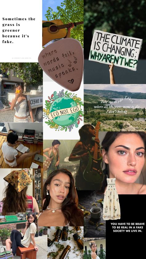 Eco warrior singer songwriter character #moodboard #character #characteraesthetic #characteraesthetic #ecowarrior #environmentalist #singersongwriter #aesthetic #visionboard Aesthetic Visionboard, Character Moodboard, Eco Warrior, Character Aesthetic, Singer Songwriter, Brave, Songwriting, Mood Board