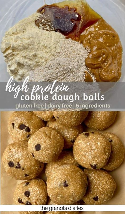 High Protein Cookie Dough Balls - gluten free, healthy, vegan, only made with 5 ingredients in 1 bowl Oat Flour Energy Balls, Smooth Protein Balls, Gf Df Protein Balls, Arbonne Cookie Dough Recipe, Protein Balls With Oat Flour, Protein Balls Cookie Dough, Gluten Free Protein Balls No Oats, Protein Balls No Oatmeal, Oatless Protein Balls