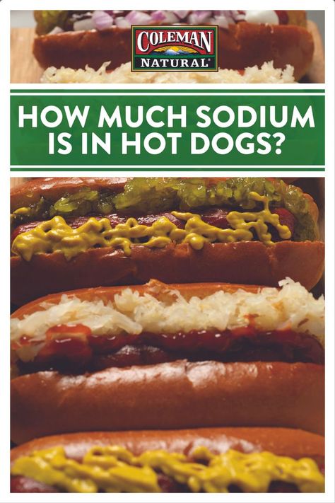 While it’s common knowledge that going heavy on the salt shaker increases sodium intake, this nutrient also hides in many processed and packaged foods as well. Whether you’re following a strict low-sodium diet or just looking to decrease your daily sodium intake, it can be helpful to learn just how much of this essential nutrient is in your favorite foods. So let’s start with the all-American classic, the hot dog! Low Sodium Hot Dogs, Homemade Hot Dogs, Sodium Intake, Low Sodium Diet, Common Knowledge, Hot Dog Recipes, Salt Free, Natural Foods, Packaged Food