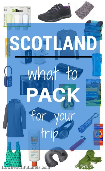 Wondering what to pack for your trip to Scotland? Don't leave home without these essential items packed in your bag! Scotland Packing List, Trip To Scotland, Scotland Vacation, Scotland Road Trip, Scotland Tours, Scotland Forever, Ireland Vacation, Scotland Uk, Bag Packing