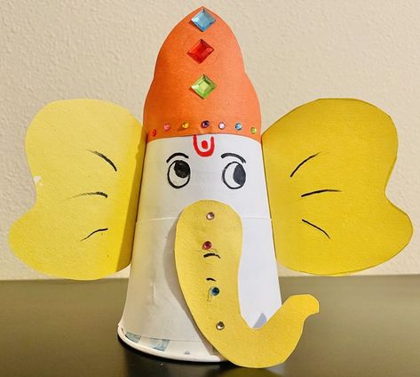 Craft for age 4-6 Paper Cup Ganesha Craft, Ganesha Craft For Kids, Ganesha Craft, Ganesha Art, Craft Classes, Paper Cup, Preschool Crafts, Drawing For Kids, Art Craft