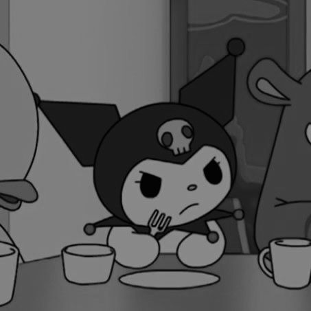 Dark Kuromi Aesthetic, Kuromi Pfp Aesthetic Dark, Kuromi Black And White, Kuromi Pictures, Dark Sanrio, Kuromi Widget, Plushie Aesthetic, Kat Core, Sanrio Pfps