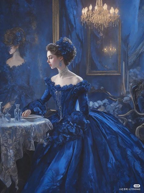 Blue Princess Dress Royal, Victorian Dress Gowns 19th Century, Blue Princess Aesthetic, Blue Victorian Dress, 19th Century Dresses, Gown Aesthetic, 19th Century Dress, Victorian Era Dresses, Old Fashion Dresses