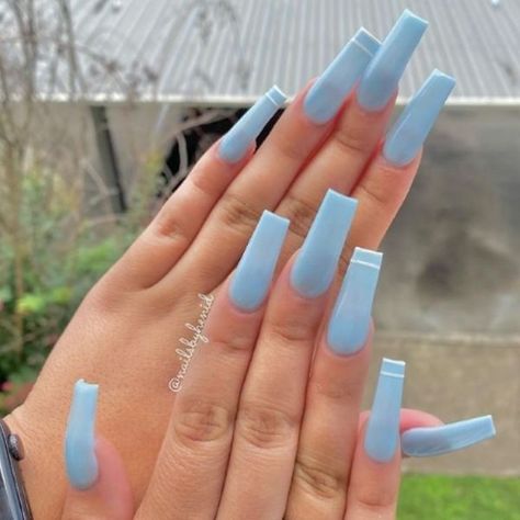 Sky Blue Nails Acrylic, Sky Blue Nails, Blue Coffin Nails, Blue Glitter Nails, Nails Prom, Cute Simple Nails, Blue Acrylic Nails, Blue Nail Designs, Bright Nails