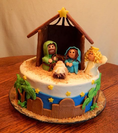 Nativity Cake, Happy Birthday Jesus Cake, Jesus Birthday Cake, Cakes Happy Birthday, Bolo Hot Wheels, Hot Wheels Cake, Wheel Cake, Santa Cake, Peppermint Cake