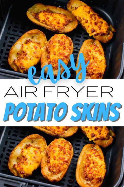 Frozen Potato Skins In Air Fryer, Air Fryer Frozen Potato Skins, Airfryer Potato Skins, Potato Skins Air Fryer, Air Fryer Potato Skins, Potato Skins Recipe, Air Fryer Potato, Potatoe Skins Recipe, Potatoe Recipes