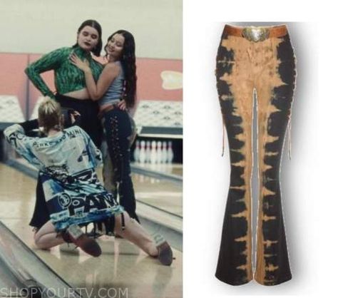 Euphoria: Season 2 Episode 2 Maddy's Tie Dye Lace Up Side Jeans | Shop Your TV Kay Euphoria Outfits, Maddy Euphoria Outfits Season 2, Y2k Latina, Blue Knit Skirt, Euphoria Season 2, Maddy Euphoria, Euphoria Clothing, Maddy Perez, Daisy Print Dress