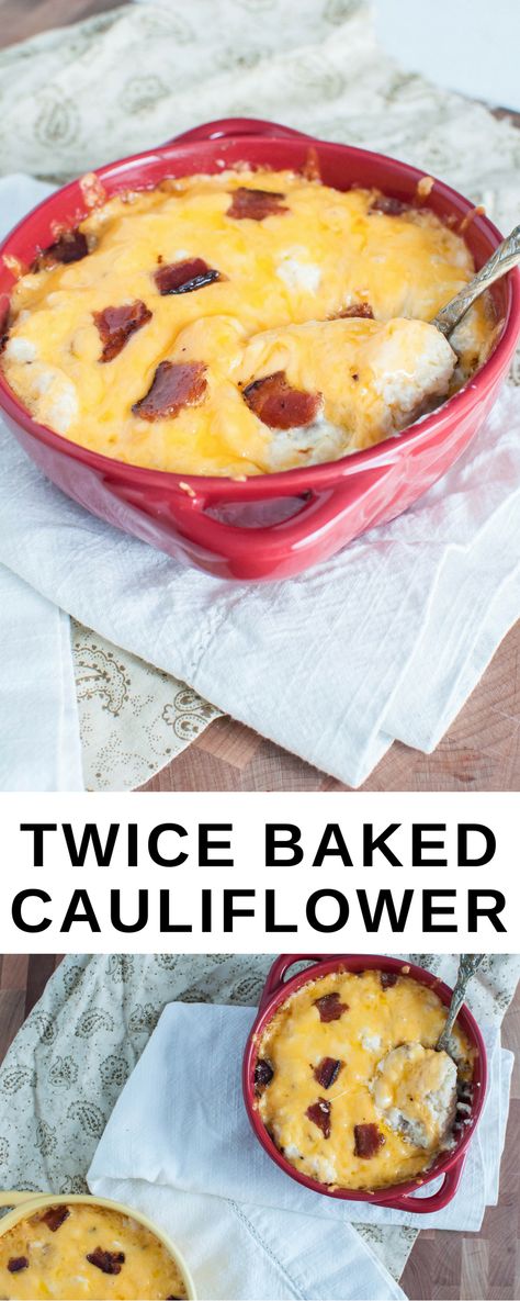 Twice Baked Cauliflower Cauliflower Cream Cheese, Potatoes Dishes, Cauliflower Cream, Twice Baked Cauliflower, Bacon Cauliflower, Baked Cauliflower, Twice Baked, Thanksgiving Food, Food Favorites