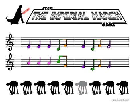 Star Wars - The Imperial March Color-Coded Beginner Piano Sheet Music for Kids - projectsinparenting.com Imperial March Piano Easy, Star Wars Sheet Music, Lesbian Stories, Beginner Piano Sheet Music, Star Wars Music, Imperial March, Piano Classes, Beginner Piano, Online Piano Lessons