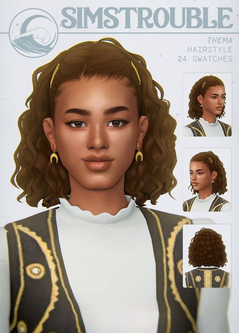 Sims 4 CC, Custom Content, Hairstyles, Short Curly Hair, Ts4 Mm Hair, Sims 4 Curly Hair, Sims 4 Black Hair, Sims Packs, The Sims 4 Pc, Pelo Sims, Sims 4 Mm Cc, Sims 4 Cc Makeup, Sims 4 Expansions