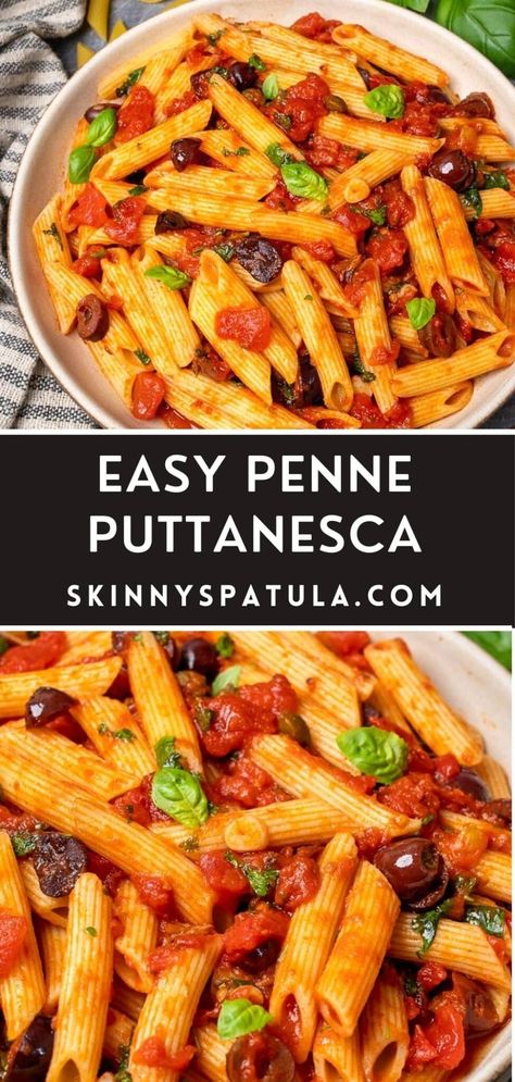 One Pot Puttanesca Pasta, Pasta Putanesca, Chicken Puttanesca, Pasta Puttanesca Recipe, Low Cal Dinner, Puttanesca Recipe, Pasta Board, Vegetarian Lasagne, Spaghetti Alla Puttanesca