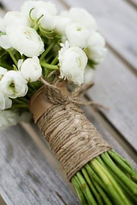 White Ranuncula bouquet with Twine Wrap Bouquet Wrap, Deco Floral, Pretty Wedding, Here Comes The Bride, Wedding Bells, Country Wedding, The Words, Future Wedding, Bridal Bouquet