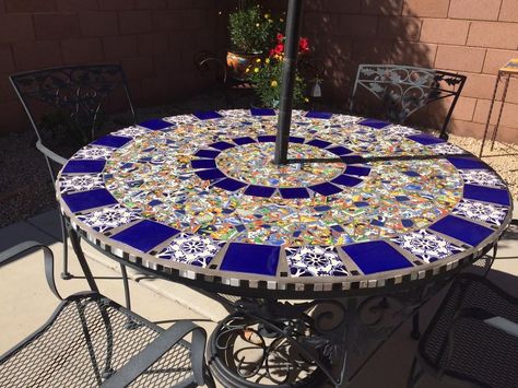 I am an artist/interior designer, and come up with ideas to custom make various decorative items that either myself or a client are interested in. The frame of… Painted Patio Table, Patio Table Ideas, Tile Patio Table, Diy Mosaic Tiles, Tile Patio, Mosaic Patio Table, Mosaic Tile Table, Artist Interior, Diy Patio Table