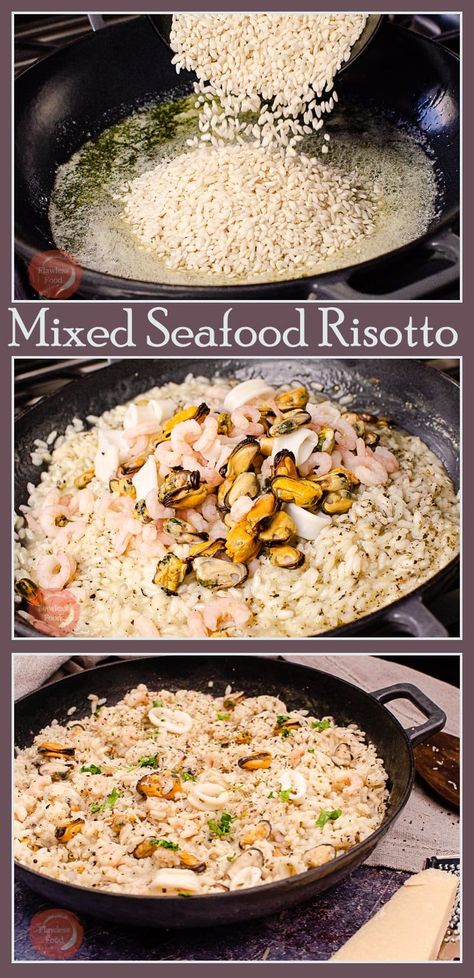 Risotto can be a tricky dish to master so we give you an easy step by step guide. Mixed Seafood Risotto is cooked perfectly until creamy, before adding Prawn, Squid and Mussels, Oregano and Parmesan. Mixed Seafood Recipe, Mixed Seafood, How To Make Risotto, Seafood Risotto, Seafood Mix, Delicious Seafood Recipes, Cooking Seafood, Risotto Recipes, Easy Cooking Recipes