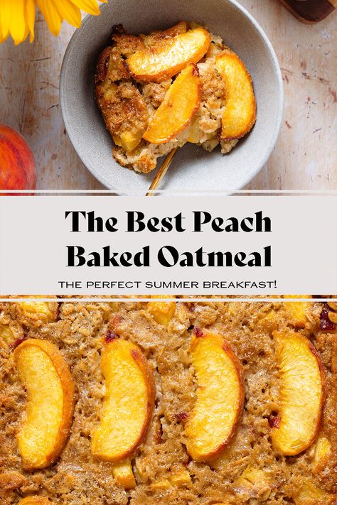 Peach Baked Oatmeal, Yogurt Berries, Peach Oatmeal, Cottage Meals, Breakfast Recipies, Family Snacks, Baked Peach, Baked Oatmeal Recipes, Breakfast Goodies