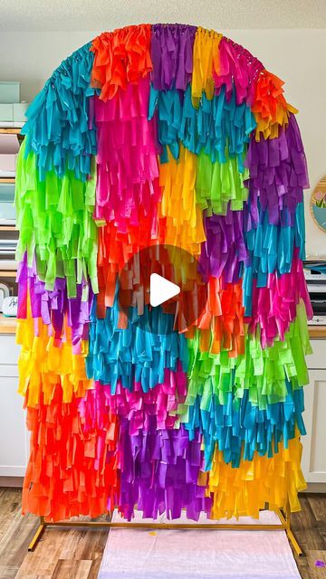 Fiesta Arch Backdrop, Fringe Arch Backdrop, Taco Party Backdrop, Fiesta Fringe Backdrop, Fringe Diy Backdrop, Backdrop Arch Ideas, First Fiesta Balloon Arch, Fiesta Balloon Backdrop, Mexican Party Backdrop Ideas