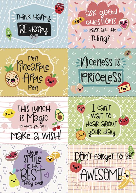 Cute Lunchbox Notes, School Lunch Notes, Kids Lunch Box Notes, Lunchbox Notes For Kids, Printable Lunch Box Notes, Lunchbox Jokes, Cute Lunch Boxes, Kids Notes, Lunchbox Notes