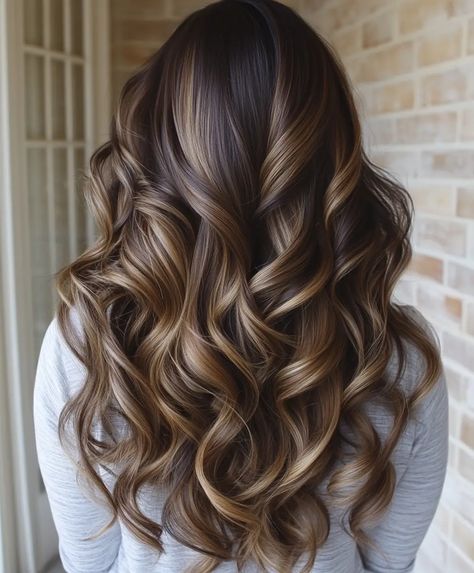 51 Stunning Dark Brown Balayage Hair Color Ideas For Autumn - Hair Trend Guide Hair For Brown Eyes, Hair Color Ideas For Autumn, Dark Brown Balayage Hair, Blonde Balayage Honey, Soft Blonde Highlights, Brown Balayage Hair, Balayage Styles, Stylish Hair Colors, Dark Brown Balayage