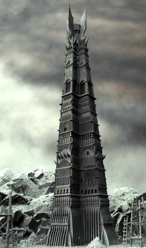 Build Orthanc, the Black Tower of Isengard (Saruman's Castle) in the Oregon Desert Isengard Tower, Tolkien Wallpaper, Lotr Scenery, Evil Tower, Scenery Building, Lord Of The Rings Trilogy, Black Tower, Lord Of The Rings Tattoo, Gandalf The Grey