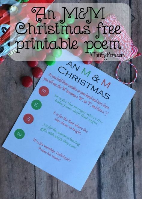 Christmas Poem, Christmas Gift Baskets Diy, Christian Activities, M And M, Cheap Christmas Gifts, Christmas Poems, Diy Ornament, Last Minute Christmas Gifts, April Fool's Day