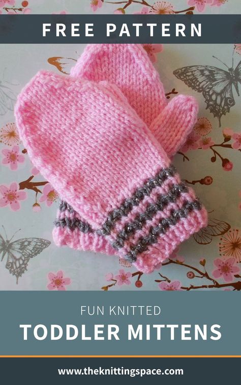 Fun Knitted Toddler Mittens [FREE Knitting Pattern] Childrens Mittens Knit Free Pattern, Toddler Mittens Knitting Pattern Free, Kids Mittens Knit, Baby Mittens Knitting Pattern, Baby Mittens Knitting, Baby Socks Knitting Pattern, Knitting Easy, Knitting Gloves, Knitted Gloves Mittens