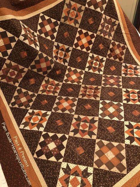 Pam Buda Quilts, Cheddar Quilts, Brown Quilts, Brown Fabrics, Quilts Designs, Autumn Quilts, Brown Quilt, Quilt Layouts, Amish Quilt