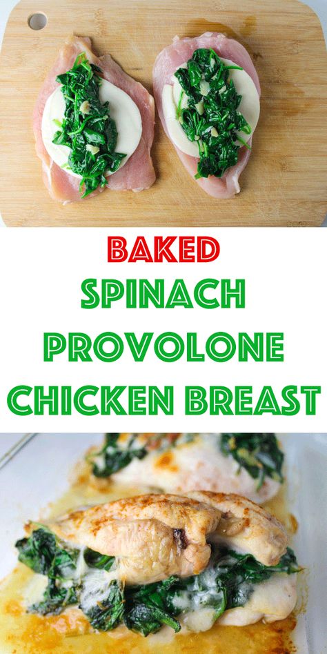 Recipe With Provolone Cheese, Recipes With Provolone Cheese, Provolone Chicken, Provolone Cheese Recipes, Baked Spinach, Whole30 Dinner Recipes, Provolone Cheese, Spinach Recipes, God Mat