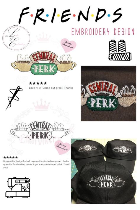 Friends Embroidery Patterns, Friends Embroidery, Embroidery Designs Best Friends, Friends Tv Show Cricut Ideas, Friends Embroidery Tv Show, Joey Friends, Looking For Friends, Central Perk, It's Always Sunny In Philadelphia