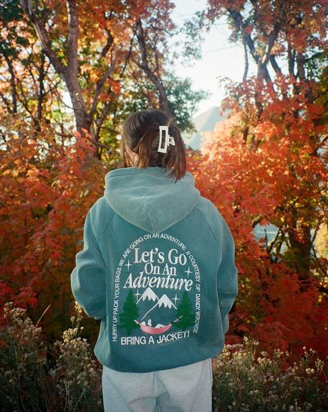 "Let's Go On An Adventure" Oversized Lux Hoodie in Pine Green Let’s Go On An Adventure, Lets Go On An Adventure, Summer Camp Merch, Dandy Hoodie, Pacific Northwest Fashion, Forest Hoodie, Trending Hoodies, Halle Sandberg, Dandy Worldwide