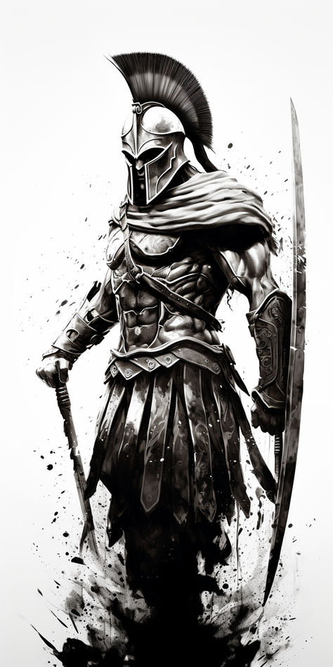 Greek Gladiator Tattoo, Knight Tattoo Warriors, Sparta Tattoo Design, Centurion Tattoo, Spartan Sketch, Spartan Warrior Tattoo, Templar Knight Tattoo, Ares Tattoo, Spartan Helmet Tattoo