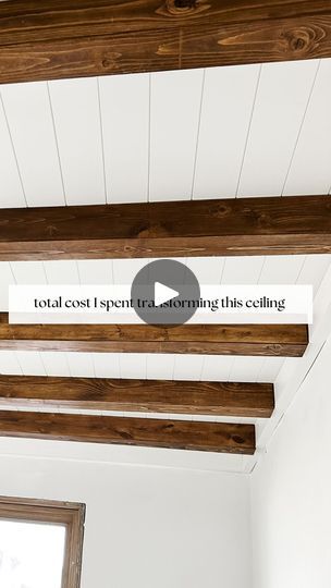 295K views · 1.7K reactions | Here’s the total cost 👇🏻

Including shiplap panels, boards & supplies to build beams and wood to case in the base...

$450 

My budget for the ceiling was $500 so I’d say I did pretty good!

Did you think it would cost more or less to transform this ceiling? I want to know! ⬇️

#diyhome #diytips #ladieswhodiy #learntodiy #housetohome #budgetmakeover #shiplapceiling #woodenbeams #diybeams | Megan Marie Home | Megan Marie Home · Original audio Shiplap And Beam Ceiling, Pine Ceiling Kitchen, Diy Beams Ceiling, Shiplap Ceiling Kitchen, Panel Ceiling Ideas, Shiplap Ceiling With Beams, Ceiling Wood Panels, Shiplap Ceilings, Fake Beam