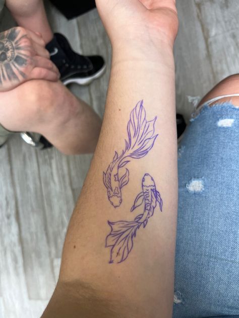 Koi Fish Maple Leaves Tattoo, Taylor Swift Koi Fish Tattoo, Gosh Tattoos, Single Koi Fish Tattoo, Simple Forearm Tattoos For Women, Zach Bryan Inspired Tattoos, Despite It All Tattoo, Fish Tattoo Women, 2 Koi Fish Tattoo