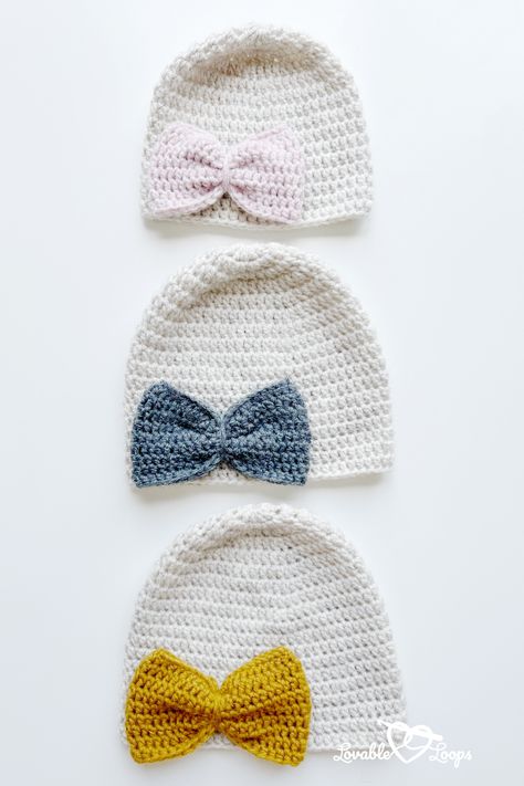 Crochet Children Hats Free Patterns, Crochet Toddler Girl Hat, Easy Crochet Newborn Hat Free Pattern, Crochet Hat With Bow, Crochet Hat For Baby Girl, Crochet Hats For Toddlers Free Patterns, Free Crochet Pattern For Baby Hat, Crochet Hats Free Pattern Kids Children, Crochet Bow Hat