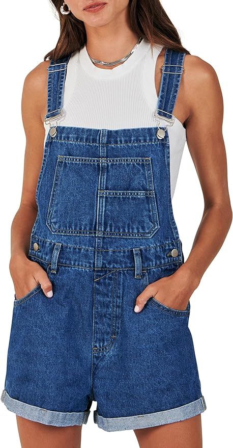 Amazon.com: ANRABESS Womens Overalls Shorts Denim Romper 2024 Summer Loose Fit Adjustable Strap Jean Jumpsuit Shortalls Bib Overall Spring Clothes 1153xishuishenlan-XL : Clothing, Shoes & Jewelry Overalls Outfit Summer, Shortalls Outfit, Strap Jeans, Denim Overalls Shorts, Overalls Outfit, Denim Romper, Overalls Women, Denim Shorts Women, Denim Overalls