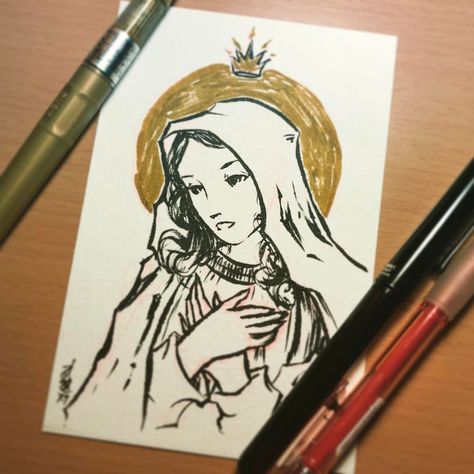 Saint Mary Drawing, Mother’s Day Drawing, Mother Mary Drawing, Maria Drawing, Catholic Drawings, Virgin Mary Drawing, Rosary Drawing, Mary Drawing, Maria Art