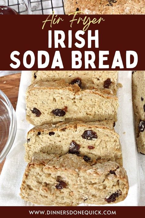 See how quick you can make Irish soda bread in the air fryer! No need for yeast or waiting for the dough to raise! #dinnersdonequick #irishsodabread #irishsodabreadrecipe #irishsodabreadeasy #howtomakeirishsodabread #irishsodabreadwithraisins #easyirishsodabreadrecipe #irishsodabreadwithbuttermilk #homemadeirishsodabread #airfryeririshsodabread #airfryersodabread Crispy Breakfast Potatoes, Fluffy French Toast, Ninja Air Fryer, Soda Bread Recipe, Creamy Pie, Irish Soda Bread Recipe, Irish Soda, Irish Soda Bread, Easy Air Fryer