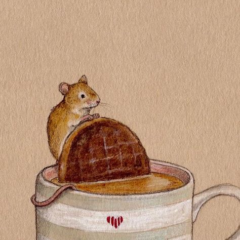 Cute Mouse Illustration, Tea Party Illustration, Chocolate Drawing, Tea Cup Drawing, Yorkshire Tea, Field Mouse, Mouse Illustration, Mouse Drawing, Cute Mouse