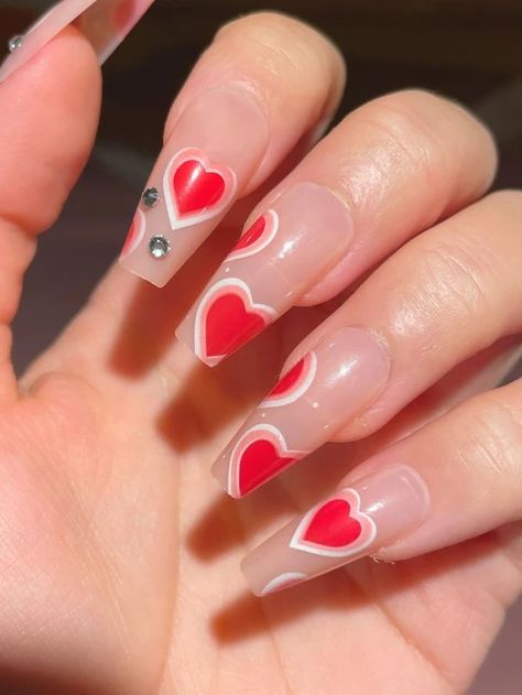 Inspo Makeup, Heart Nail Designs, Shopping Wishlist, Valentine Nail Art, February Nails, Gel Polish Nail Art, Cute Simple Nails, Heart Nail, Heart Nail Art