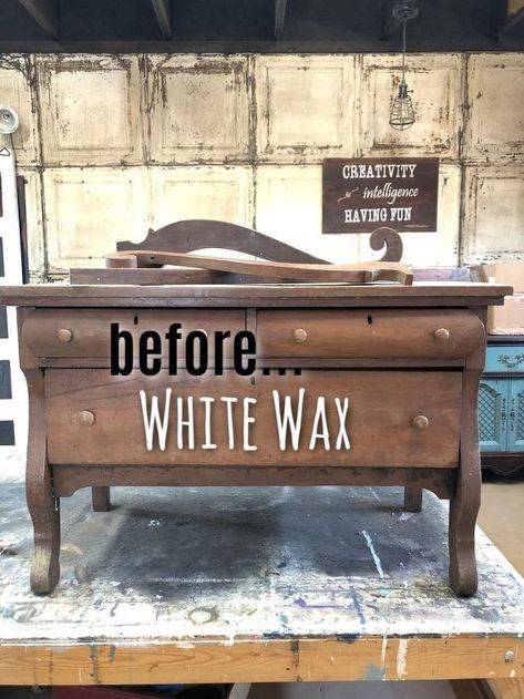 White Wax On Wood, Furniture Top View, Raw Wood Furniture, Painting Wood Furniture, Diy Furniture Redo, Furniture Wax, Furniture Rehab, Furniture Redo, Diy Holz