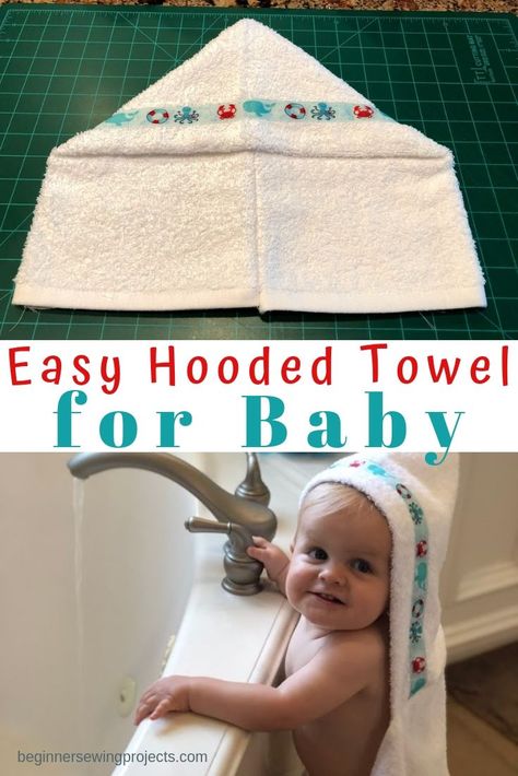 Hooded Towel Tutorial, Beginner Sewing Projects, Diy Towels, Diy Bebe, Hooded Baby Towel, Beginner Sewing, Baby Sewing Projects, Best Baby Shower Gifts, Baby Sewing Patterns