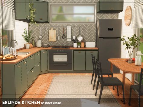 The Sims Resource Cottagecore, Sims 4 Kitchen Counters Maxis Match, Sims 4 Cc Green Kitchen, Boho Kitchen Sims 4, Sims 4 Boho Kitchen Cc, Sims 4 Green Kitchen, Sims 4 Cc The Sims Resource Furniture Kitchen, Small Kitchen Sims 4, Kitchen Set Sims 4 Cc