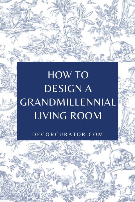 Blue Willow Decor Living Room, Blue French Living Room, Grand Melinnial Living Room, Family Room Country Dorothy Curtains, Coastal Grandmillennial Living Room, Grandmillenial Style Living Rooms, Blue Toile Living Room French Country, Coastal Grandmother Aesthetic House Living Room, Laura Ashley Garrat Living Rooms